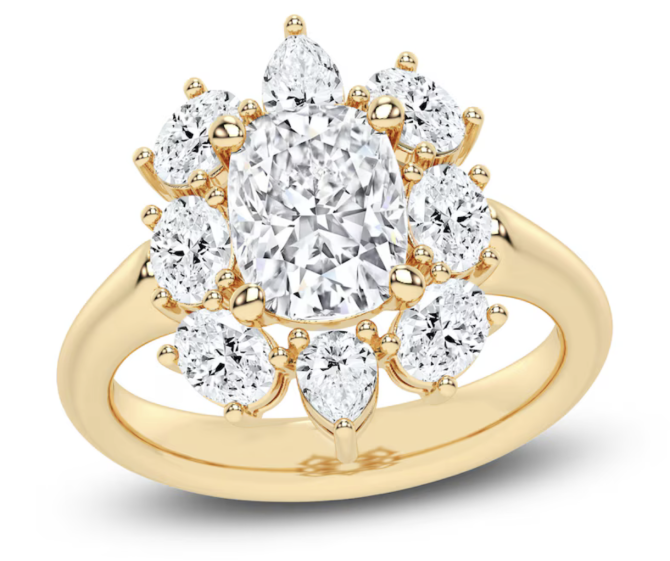 3.375 CT TW Carat Lab-Created Cushion-Cut Diamond Halo Engagement Ring in 14K White Gold | SimplyIn Diamonds - Image 2